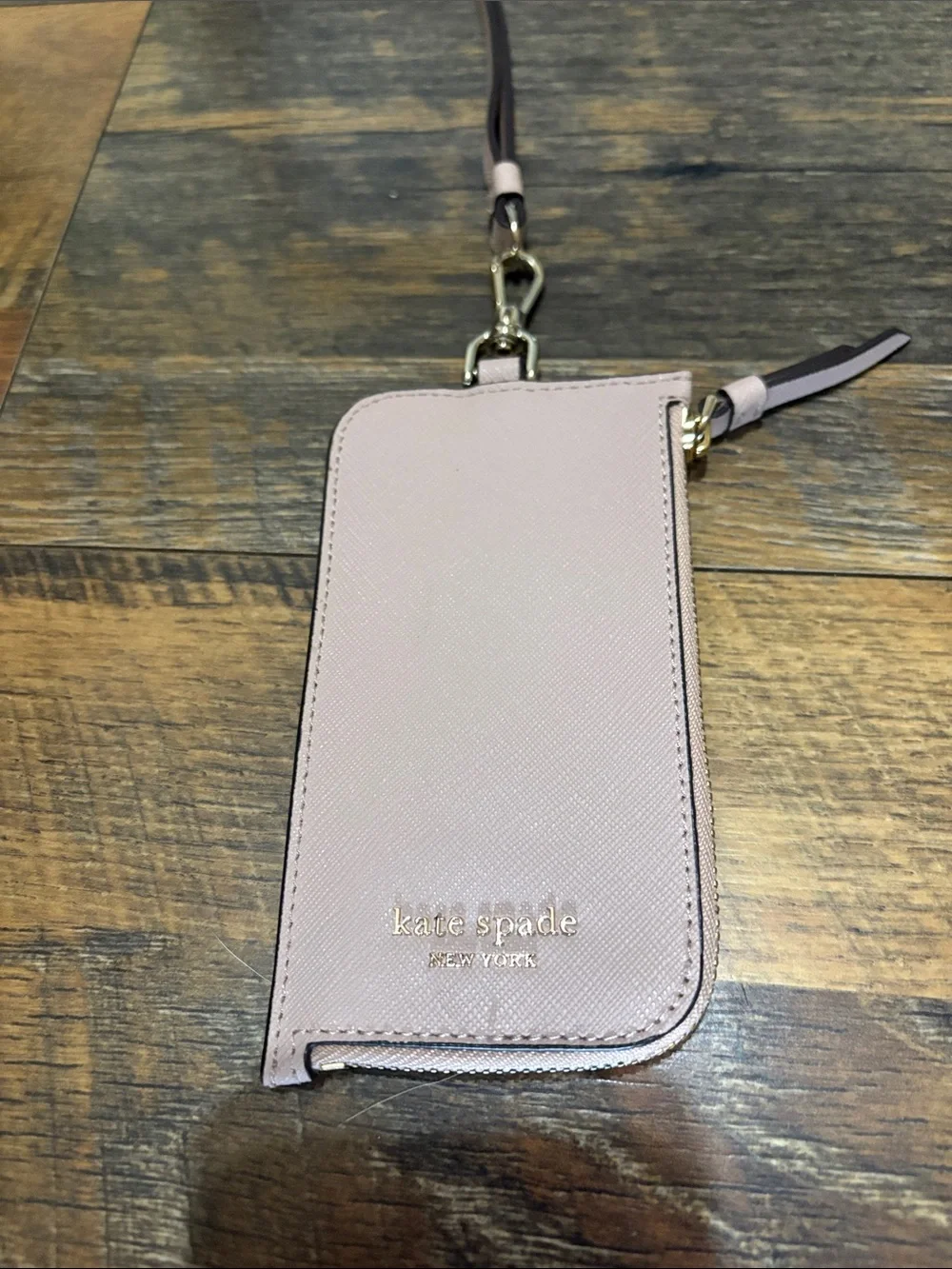 kate spade blush pink id card holder lanyard